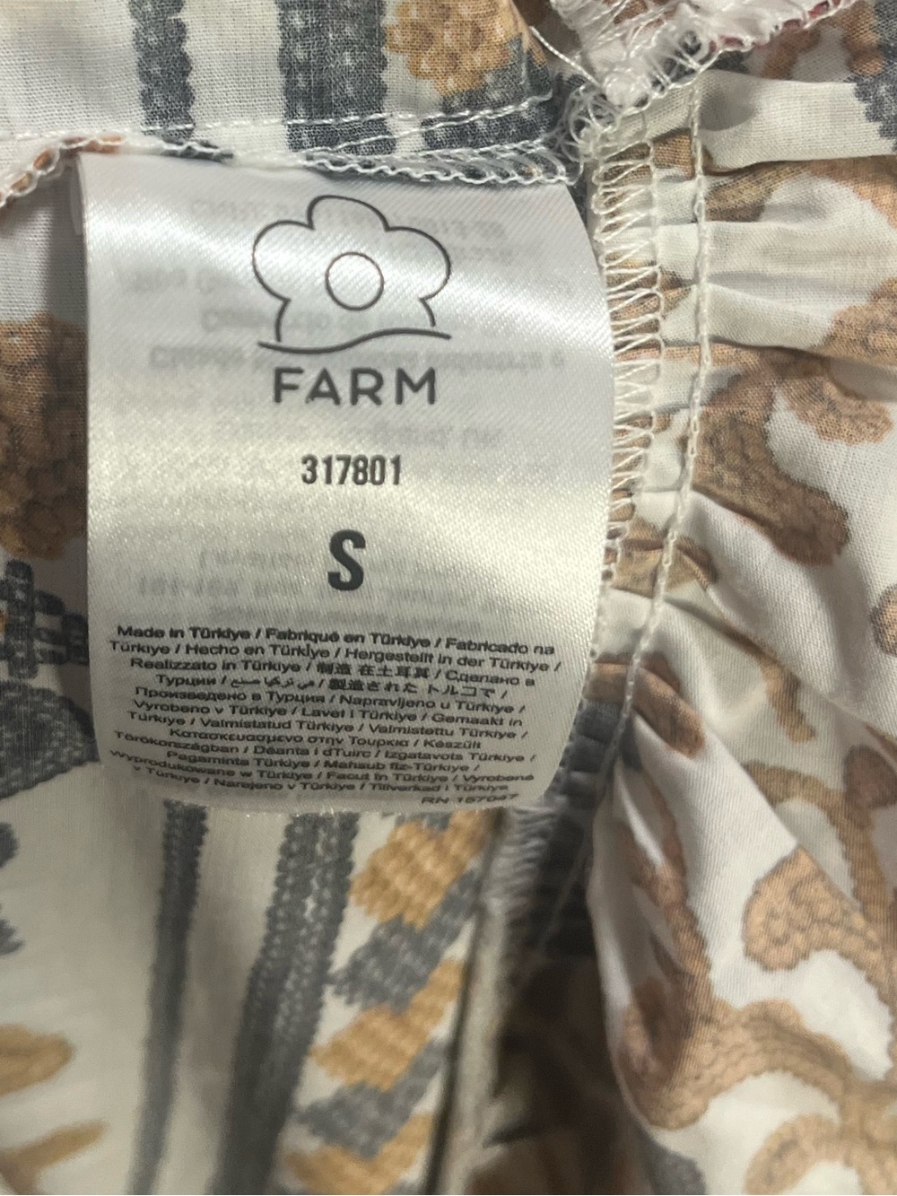 Farm Rio Flower Fan Tapestry Off-White Midi Dress - Picture 11 of 12